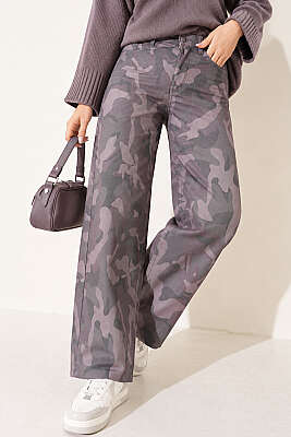 Desenli Baggy Pantolon Vizon - ZARX JNS