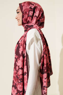 Desenli Bambu Kraş Bordo Serisi Asorti 2 - Başörtüsü