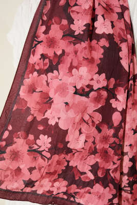 Desenli Bambu Kraş Bordo Serisi Asorti 2 - Başörtüsü