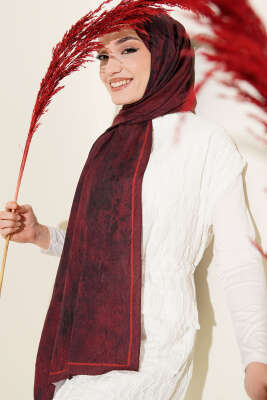 Desenli Bambu Kraş Bordo Serisi Asorti 4 - Başörtüsü