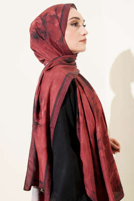 Desenli Bambu Kraş Bordo Serisi Asorti 6 - Başörtüsü