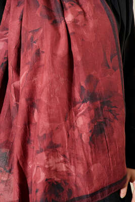 Desenli Bambu Kraş Bordo Serisi Asorti 6 - Başörtüsü