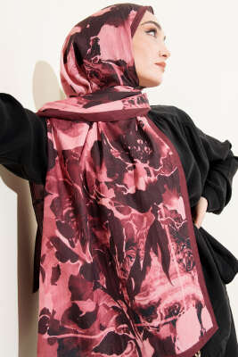 Desenli Bambu Kraş Bordo Serisi Asorti 9 - Başörtüsü