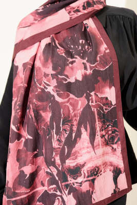 Desenli Bambu Kraş Bordo Serisi Asorti 9 - Başörtüsü