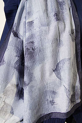 Desenli Bambu Kraş Şal Füme - Başörtüsü