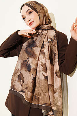 Desenli Bambu Kraş Şal Kamuflaj Yeşili - Başörtüsü