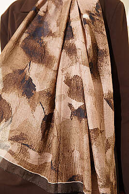 Desenli Bambu Kraş Şal Kamuflaj Yeşili - Başörtüsü