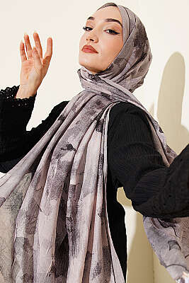 Desenli Bambu Kraş Şal Kum Bej 