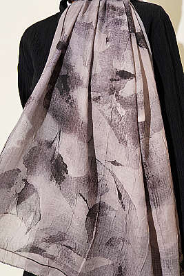 Desenli Bambu Kraş Şal Kum Bej - Başörtüsü