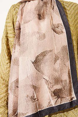 Desenli Bambu Kraş Şal Lacivert Bej - Başörtüsü