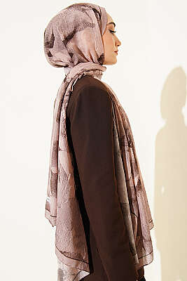 Desenli Bambu Kraş Şal Latte - Başörtüsü