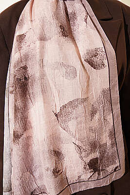 Desenli Bambu Kraş Şal Latte - Başörtüsü