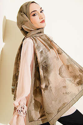 Desenli Bambu Kraş Şal Nefti - Başörtüsü
