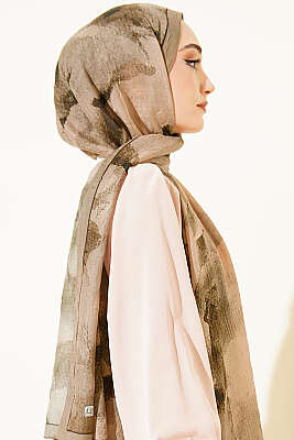 Desenli Bambu Kraş Şal Nefti - Başörtüsü