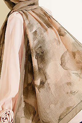 Desenli Bambu Kraş Şal Nefti - Başörtüsü