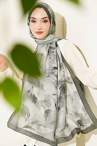 Desenli Bambu Kraş Şal Zümrüt - Başörtüsü