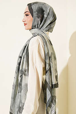 Desenli Bambu Kraş Şal Zümrüt - Başörtüsü