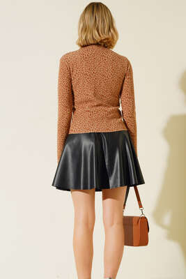 Desenli Bluz Camel - Yılın Fırsatı