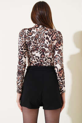 Desenli Bodysuit Leopar - Yeni Giyim