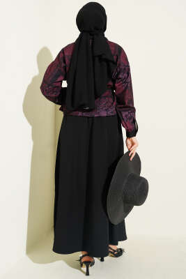 Desenli Çift Cepli Etekli Dabıl İkili Takım Siyah - İkili Takım