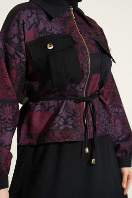 Desenli Çift Cepli Etekli Dabıl İkili Takım Siyah - İkili Takım