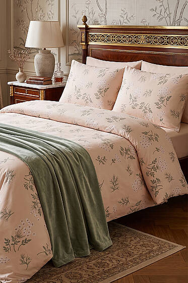 Desenli Çift Kişilik Nevresim Takımı Bej - Nevresim Takım