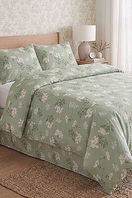 Desenli Çift Kişilik Nevresim Takımı Çağla Yeşili 