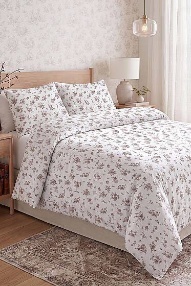 Desenli Çift Kişilik Nevresim Takımı Kahve - Nevresim Takım