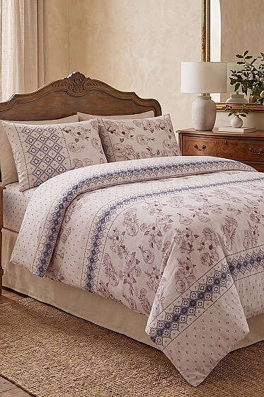 Desenli Çift Kişilik Nevresim Takımı Mavi - Nevresim Takım