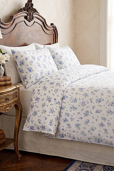 Desenli Çift Kişilik Nevresim Takımı Saks - Nevresim Takım