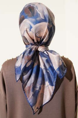 Desenli Demore Lacivert Serisi Eşarp Asorti 2 - Başörtüsü