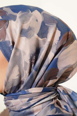 Desenli Demore Lacivert Serisi Eşarp Asorti 2 - Başörtüsü