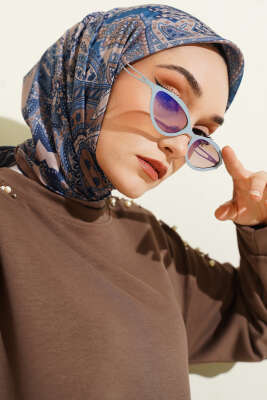 Desenli Demore Lacivert Serisi Eşarp Asorti 5 - VERTU (NYD TEKSTİL)