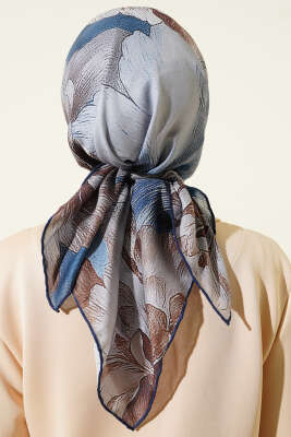 Desenli Demore Lacivert Serisi Eşarp Asorti 6 - Başörtüsü