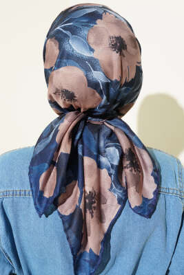Desenli Demore Lacivert Serisi Eşarp Asorti 7 - Başörtüsü
