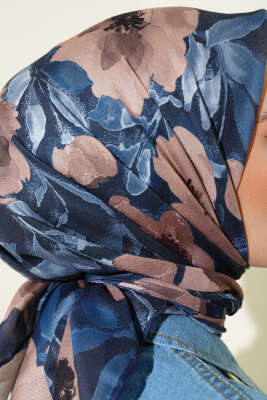 Desenli Demore Lacivert Serisi Eşarp Asorti 7 - Başörtüsü