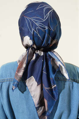 Desenli Demore Lacivert Serisi Eşarp Asorti 9 - Başörtüsü