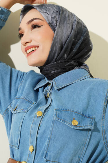 Desenli Demore Siyah Serisi Eşarp Asorti 1 - Başörtüsü