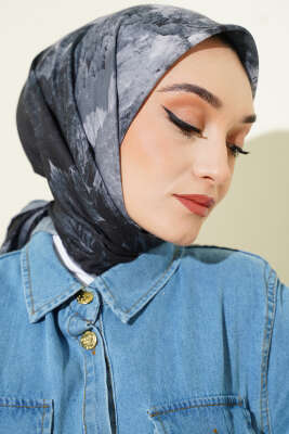 Desenli Demore Siyah Serisi Eşarp Asorti 1 - Başörtüsü