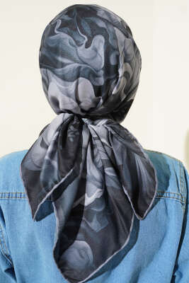 Desenli Demore Siyah Serisi Eşarp Asorti 10 - Başörtüsü