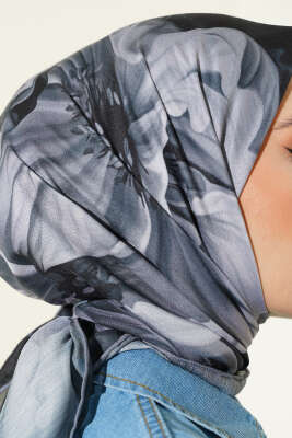 Desenli Demore Siyah Serisi Eşarp Asorti 10 - Başörtüsü