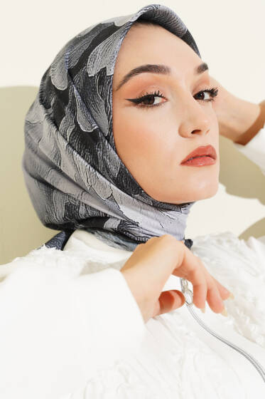 Desenli Demore Siyah Serisi Eşarp Asorti 2 - Başörtüsü