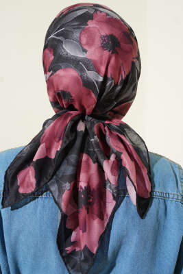 Desenli Demore Siyah Serisi Eşarp Asorti 3 - Başörtüsü