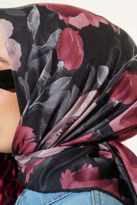 Desenli Demore Siyah Serisi Eşarp Asorti 3 - Başörtüsü