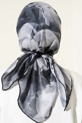 Desenli Demore Siyah Serisi Eşarp Asorti 4 - Başörtüsü