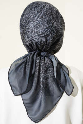 Desenli Demore Siyah Serisi Eşarp Asorti 6 - Başörtüsü