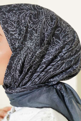 Desenli Demore Siyah Serisi Eşarp Asorti 6 - Başörtüsü