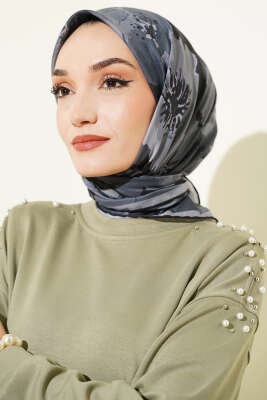 Desenli Demore Siyah Serisi Eşarp Asorti 9 - Başörtüsü