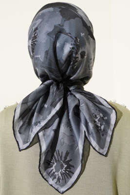 Desenli Demore Siyah Serisi Eşarp Asorti 9 - Başörtüsü