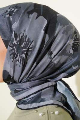 Desenli Demore Siyah Serisi Eşarp Asorti 9 - Başörtüsü